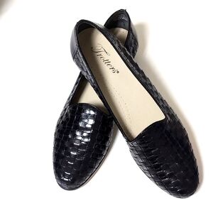 Trotters Liz Woven Black Leather Flats. Size 7.5 Narrow AAA